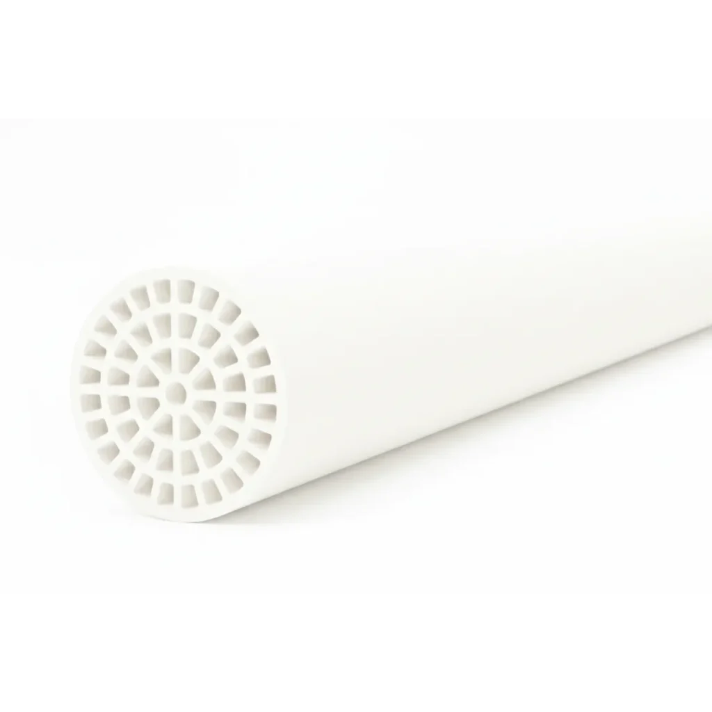 3D view of NPC-M-3049 multichannel ceramic membrane element with tubular  body and internal channels