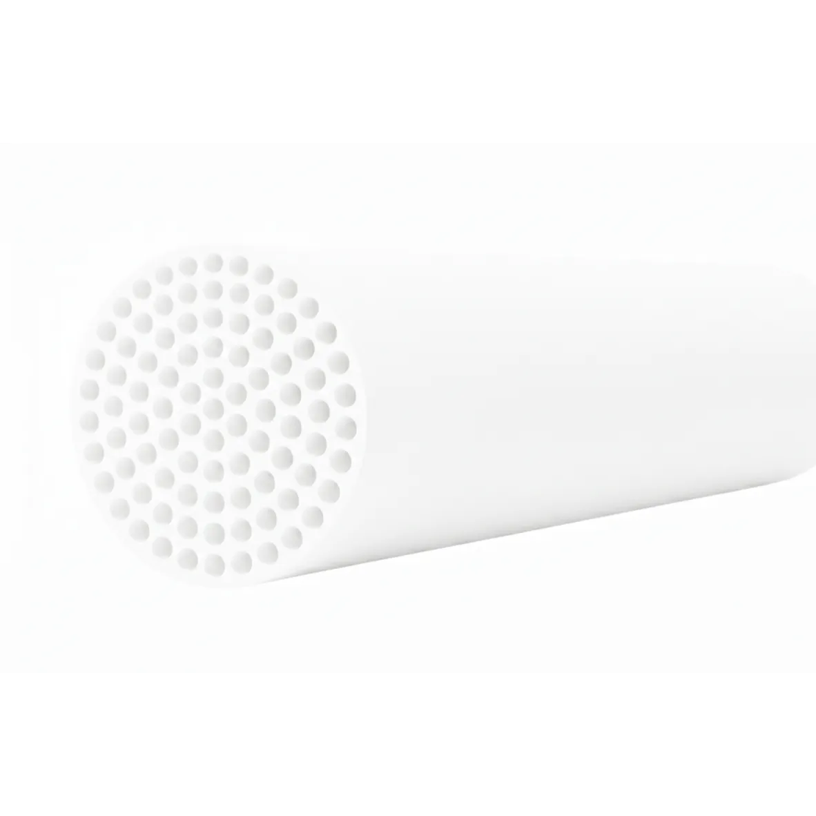 NPC-M-5091-ceramic-membrane-3d-view 3D view of NPC-M-5091 multichannel ceramic membrane element with tubular body and internal channels