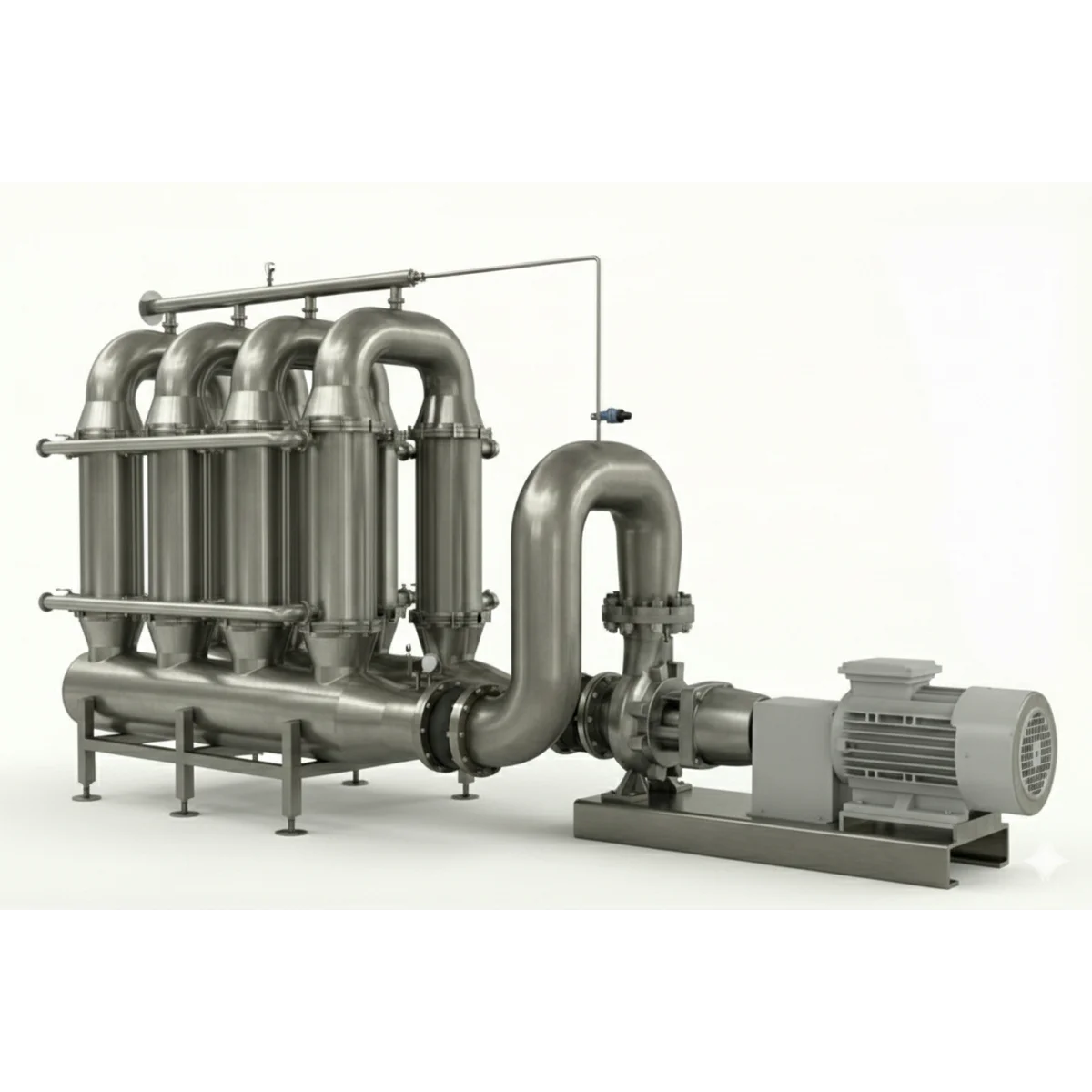 npc-tmo-multichannel-tubular-ceramic-membrane-titanium-module-3Dview Multichannel tubular ceramic membrane module in titanium housing showing flange connections and pressure vessel body